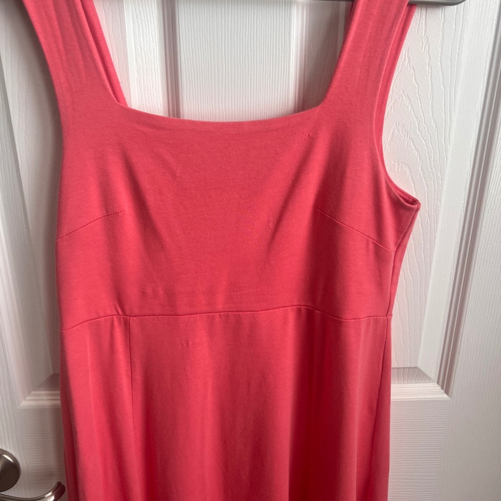 ABLE Coral Pink Square Neck Midi Dress Sleeveless Casual Womens Size Medium - Picture 3 of 9